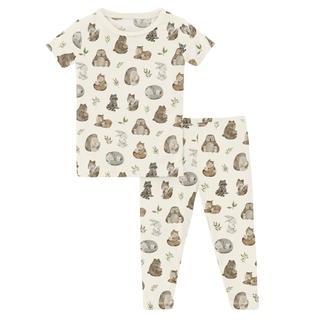 Bamboo Short Sleeve Pajama Set - Natural Mom & Baby KicKee Pants Size: 2T