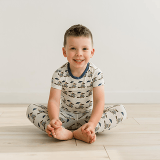 Bamboo Short Sleeve Pajama Set - Natural Rainy Day Platypus KicKee Pants Size: 2T
