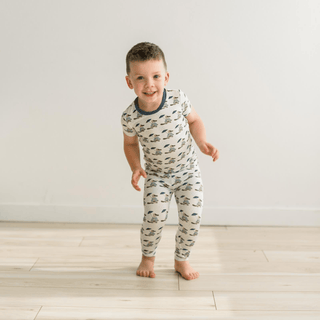 Bamboo Short Sleeve Pajama Set - Natural Rainy Day Platypus KicKee Pants Size: 2T