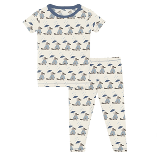 Bamboo Short Sleeve Pajama Set - Natural Rainy Day Platypus KicKee Pants Size: 2T