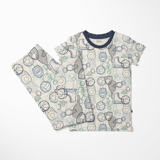 Bamboo Short Sleeve Pajama Set - Natural Sports Gear KicKee Pants Size: 3T