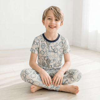 Bamboo Short Sleeve Pajama Set - Natural Sports Gear KicKee Pants Size: 3T