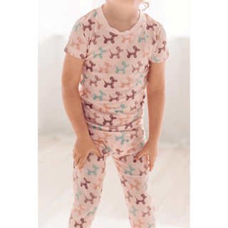 Bamboo Short Sleeve Pajama Set - Shrinking Violet Balloon Dogs KicKee Pants Size: 2T