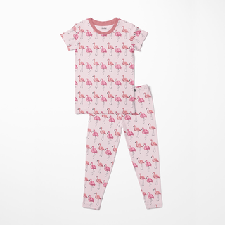 Bamboo Short Sleeve Pajama Set - Shrinking Violet Flamingo