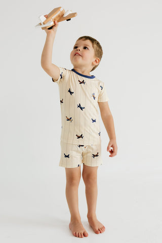 Bamboo Short Sleeve Pajama Set with Shorts - Airplane In My Jammers