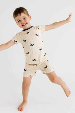 Bamboo Short Sleeve Pajama Set with Shorts - Airplane In My Jammers