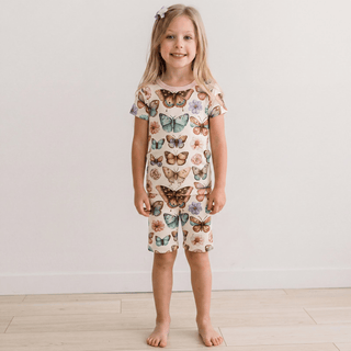 Bamboo Short Sleeve Pajama Set with Shorts - Botanical Butterflies KicKee Pants Size: 4T