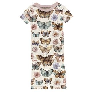 Bamboo Short Sleeve Pajama Set with Shorts - Botanical Butterflies KicKee Pants Size: 4T