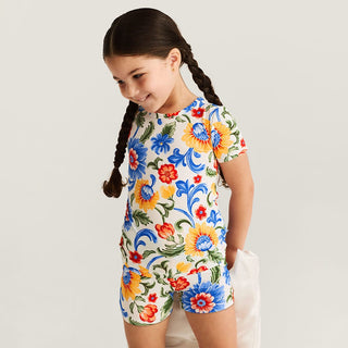 Bamboo Short Sleeve Pajama Set with Shorts - Fiore Italiani (Floral)