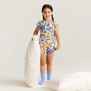 Bamboo Short Sleeve Pajama Set with Shorts - Fiore Italiani (Floral)