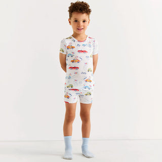 Bamboo Short Sleeve Pajama Set with Shorts - Grand Prix (Car Racing)
