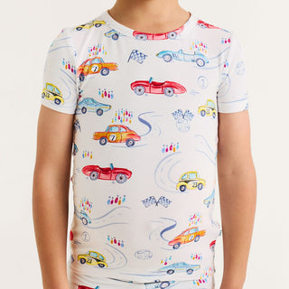 Bamboo Short Sleeve Pajama Set with Shorts - Grand Prix (Car Racing)