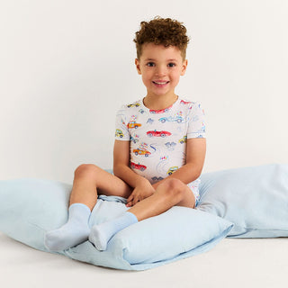 Bamboo Short Sleeve Pajama Set with Shorts - Grand Prix (Car Racing)