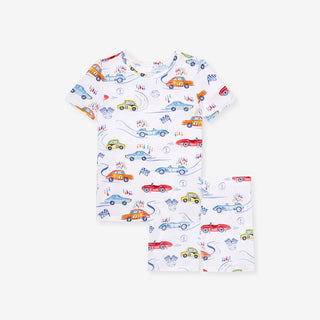 Bamboo Short Sleeve Pajama Set with Shorts - Grand Prix (Car Racing)