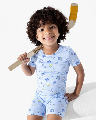 Bamboo Short Sleeve Pajama Set with Shorts - Hockey Bellabu Bear Size: 3T
