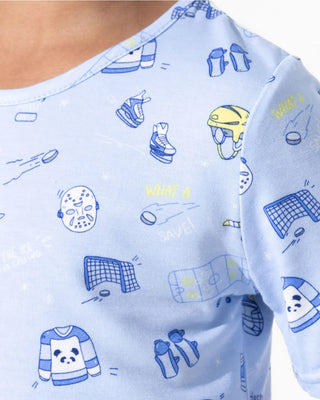 Bamboo Short Sleeve Pajama Set with Shorts - Hockey Bellabu Bear Size: 3T