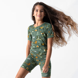 Bamboo Short Sleeve Pajama Set with Shorts - Jurassic Park Core Bellabu Bear Size: 4T