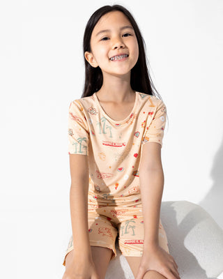 Bamboo Short Sleeve Pajama Set with Shorts - Minecraft Summer Vibes Bellabu Bear Size: 18-24 Months