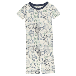 Bamboo Short Sleeve Pajama Set with Shorts - Natural Sports Gear KicKee Pants Size: 4T