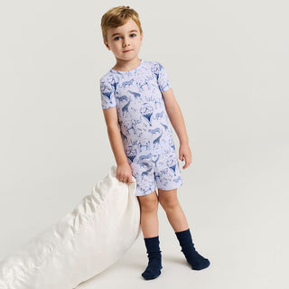Bamboo Short Sleeve Pajama Set with Shorts - Noah (Animals) Posh Peanut Size: 3T-4T