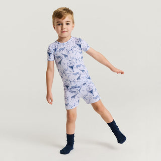 Bamboo Short Sleeve Pajama Set with Shorts - Noah (Animals) Posh Peanut Size: 3T-4T