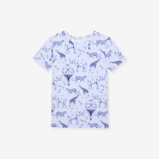 Bamboo Short Sleeve Pajama Set with Shorts - Noah (Animals) Posh Peanut Size: 3T-4T
