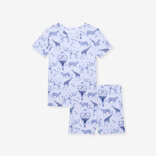 Bamboo Short Sleeve Pajama Set with Shorts - Noah (Animals) Posh Peanut Size: 3T-4T