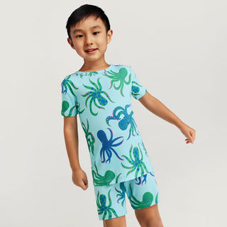 Bamboo Short Sleeve Pajama Set with Shorts - Oscar (Octopus) Posh Peanut Size: 3T-4T