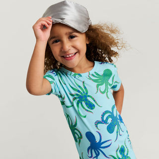Bamboo Short Sleeve Pajama Set with Shorts - Oscar (Octopus) Posh Peanut Size: 3T-4T