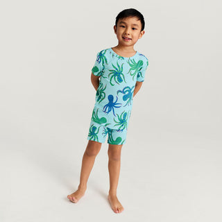 Bamboo Short Sleeve Pajama Set with Shorts - Oscar (Octopus) Posh Peanut Size: 3T-4T