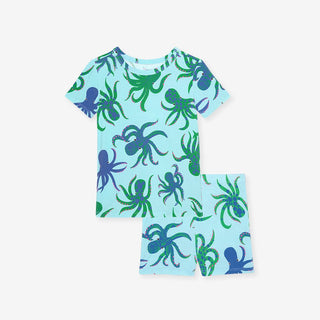 Bamboo Short Sleeve Pajama Set with Shorts - Oscar (Octopus) Posh Peanut Size: 3T-4T