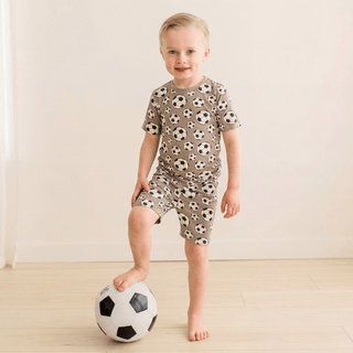 Bamboo Short Sleeve Pajama Set with Shorts - Portabella Soccer KicKee Pants Size: 4T