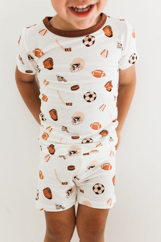 Bamboo Short Sleeve Pajama Set with Shorts - Sports In My Jammers