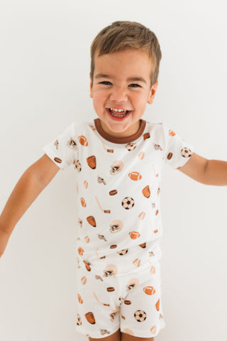 Bamboo Short Sleeve Pajama Set with Shorts - Sports In My Jammers