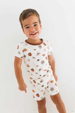 Bamboo Short Sleeve Pajama Set with Shorts - Sports In My Jammers