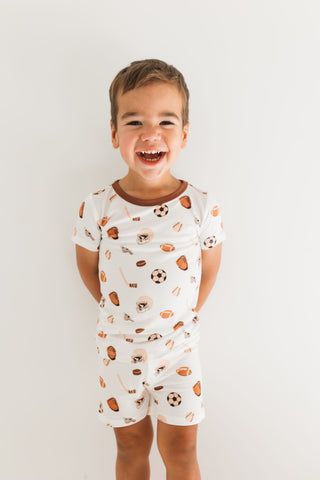 Bamboo Short Sleeve Pajama Set with Shorts - Sports In My Jammers