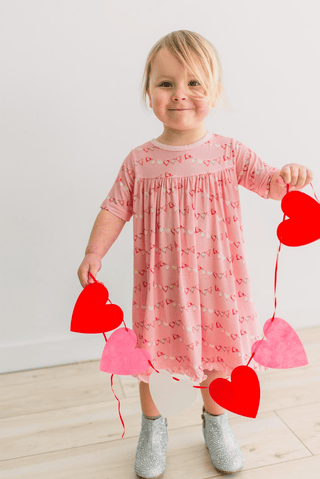 Bamboo Short Sleeve Swing Dress - Baby Rose Heart Bunting Baby & Kids Dresses KicKee Pants Size: 2T
