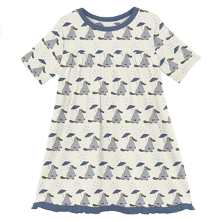 Bamboo Short Sleeve Swing Dress - Natural Rainy Day Platypus KicKee Pants Size: 4T