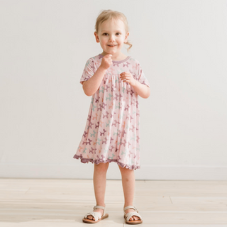 Bamboo Short Sleeve Swing Dress - Shrinking Violet Balloon Dogs KicKee Pants Size: 4T