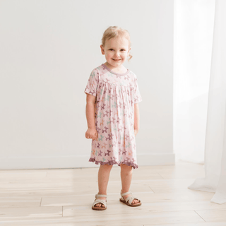 Bamboo Short Sleeve Swing Dress - Shrinking Violet Balloon Dogs KicKee Pants Size: 4T