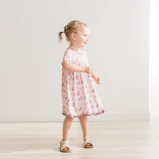 Bamboo Short Sleeve Swing Dress - Shrinking Violet Balloon Dogs KicKee Pants Size: 4T