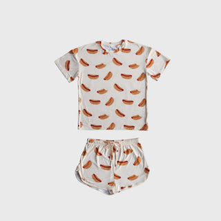 Girl's Bamboo Short Set | Hot Dogs forever french baby