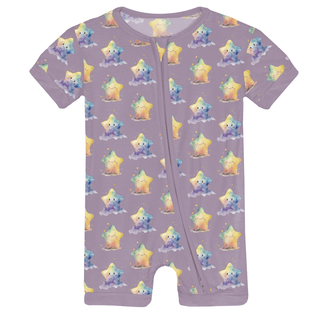Bamboo Shorty Sleeper with Zipper - Rainbow Stars KicKee Pants Size: 0-3 Months