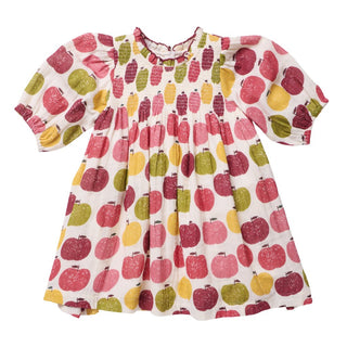 Cotton Puff Sleeve Stevie Dress - Pink Delicious Apples