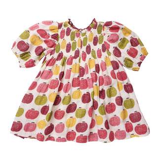 Cotton Puff Sleeve Stevie Dress - Pink Delicious Apples