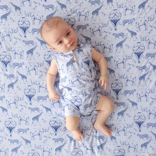 Bamboo Sleeveless Henley Romper - Noah (Animals) Posh Peanut Size: 0-3 Months