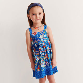 Bamboo Sleeveless Square Neck Twirl Dress - Carretto (Floral)
