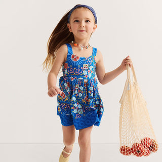 Bamboo Sleeveless Square Neck Twirl Dress - Carretto (Floral)