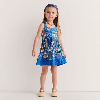 Bamboo Sleeveless Square Neck Twirl Dress - Carretto (Floral)