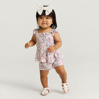 Bamboo Smocked Babydoll Top & Bummies Set - Irene (Floral) Posh Peanut Size: 3-6 Months